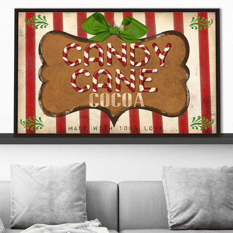 «Candy Cane Cocoa (Horizontal)» par Jodi - impression, Cadre flottant espresso, H 39,5 po x l 63,5 po x P 2 po