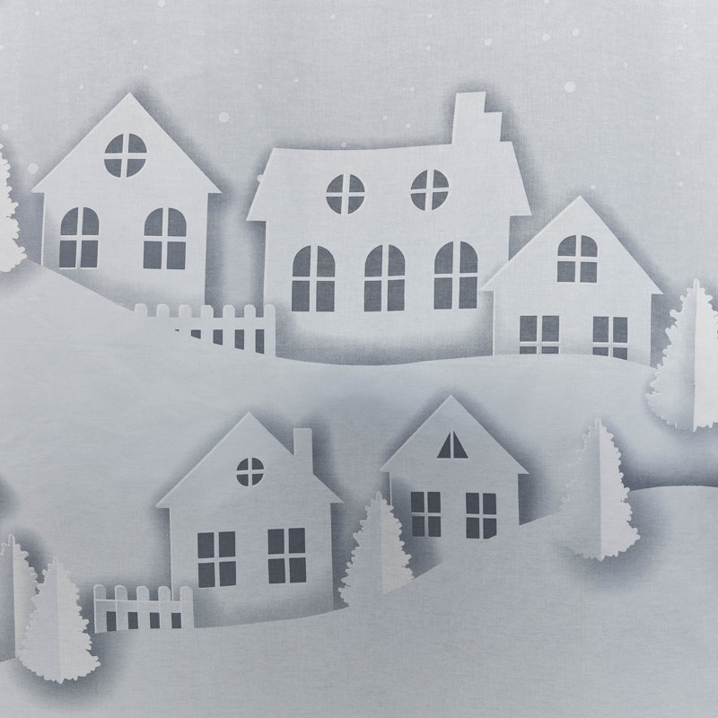 Santas Chirtsmas Rooftops Winter Scene Curtain Panel
