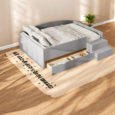 Lits avec rangement, lit de jour moderne en bois aggloméré et velours pour la maison