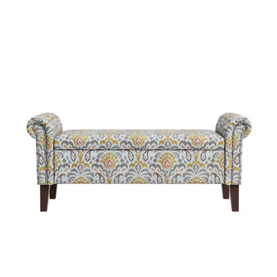Storage - Spacious Interior Bench, 24.66 In. High, Stylish With Floral Upholstery, Nailhead Trim Accents