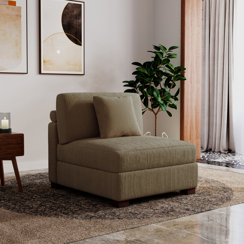 Fauteuil d'appoint en velours côtelé Milbrey, Chameau, Velours côtelé