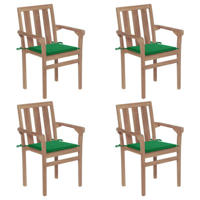 Chaise de patio empilable en teck avec coussin