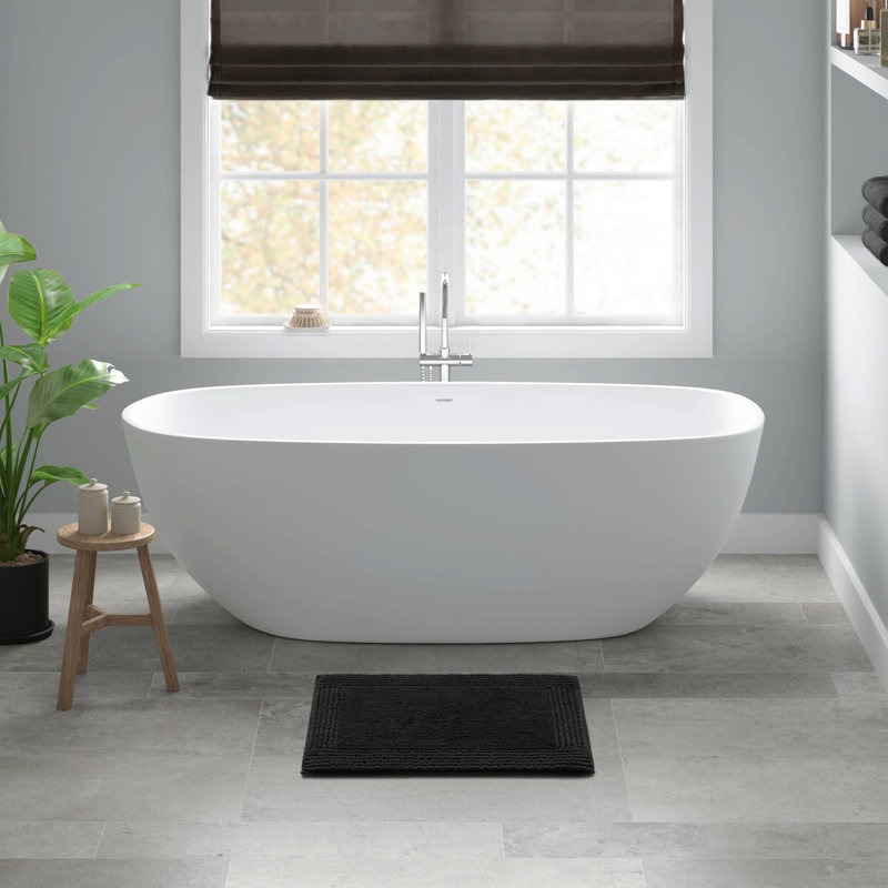 1 tapis de salle de bain réversible 100% coton touffeté à 3 000 g / m² 17 po x 24 po, Simple - L 24 po x l 17 po
