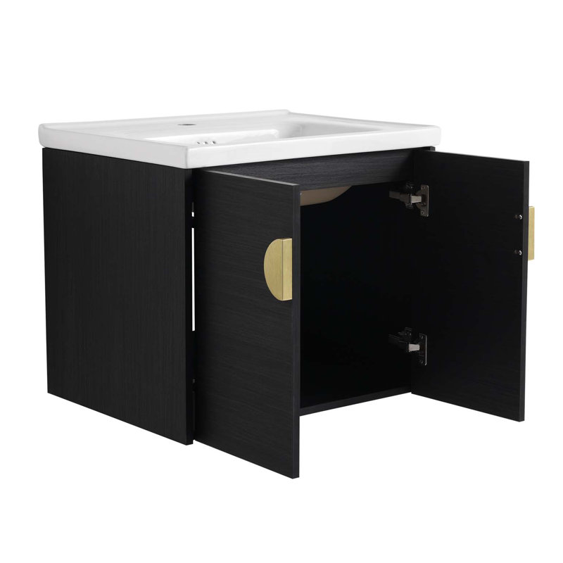 Meuble-lavabo à fermeture en douceur 24 po avec lavabo, pour petite salle de bain