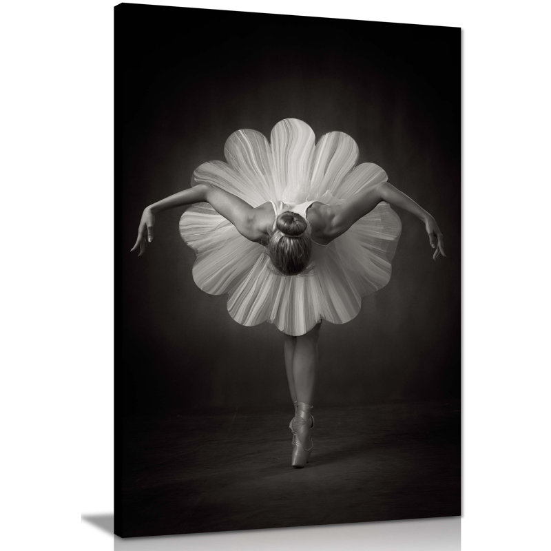 Elegant Ballerina In White Flower Skirt - Wrapped Canvas Print, 76cm H x 51cm W