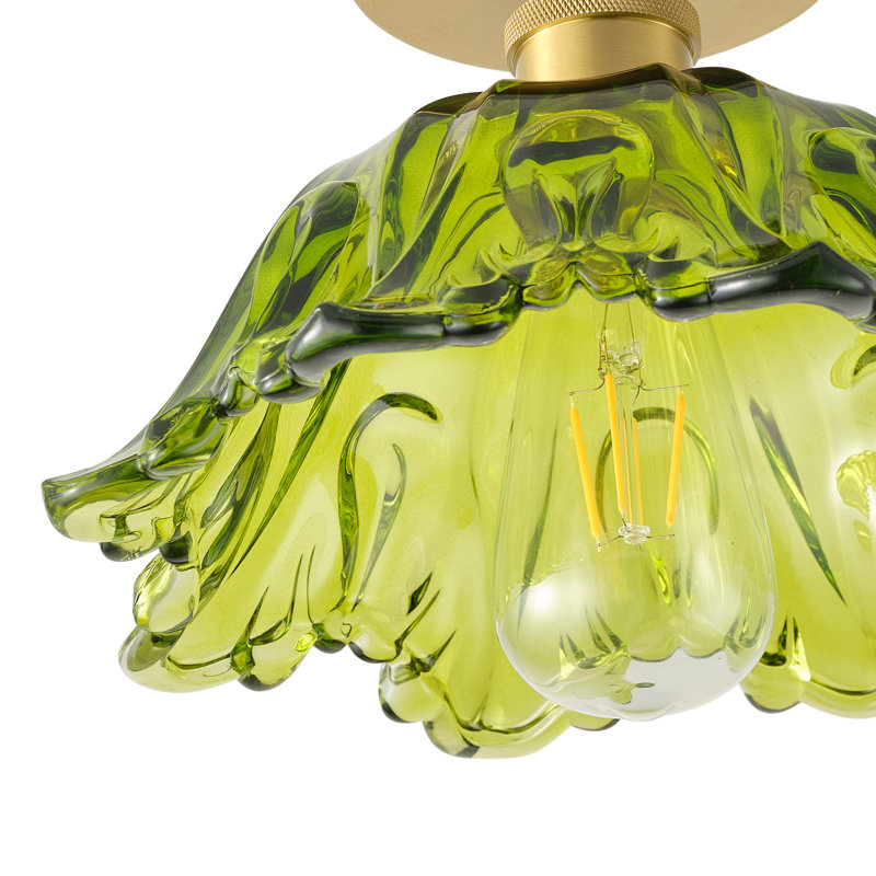 1-Green dimmable flower shaped glass ceiling light