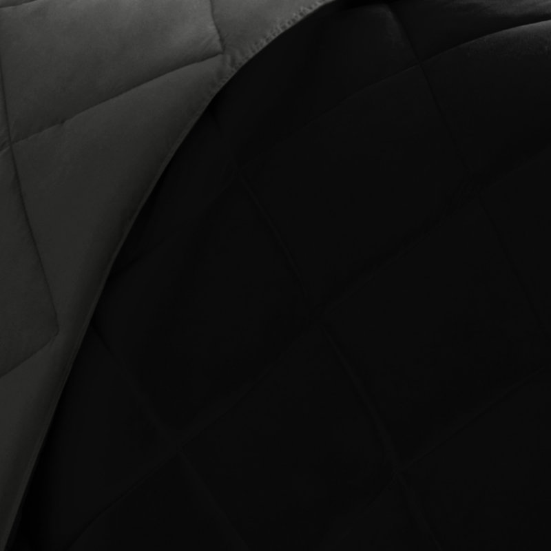Édredon en duvet synthétique TG / TG, Noir/gris, Édredon simple / simple TG + 1 taie décorative