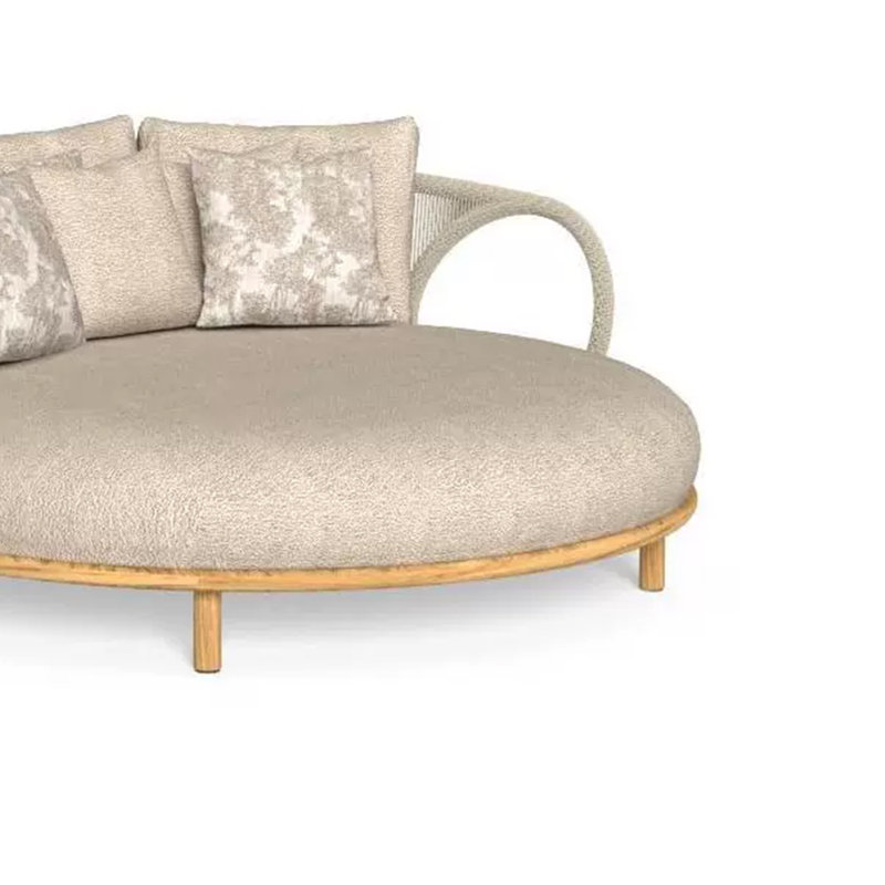 Courtyard Balcony Leisure Patio Daybed 70.08'' Wide Oval Patio Daybed with Cushions, Beige