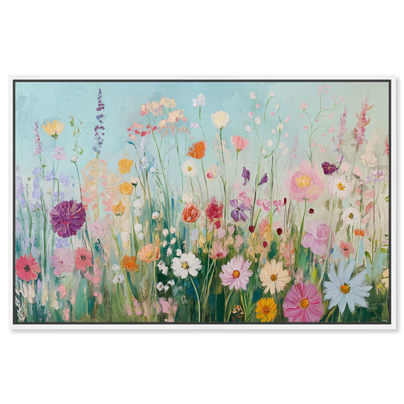 Art Remedy Playful Flower Art Canvas, Lush and Lovely I, 21" H x 31" W, White Floater Framed
