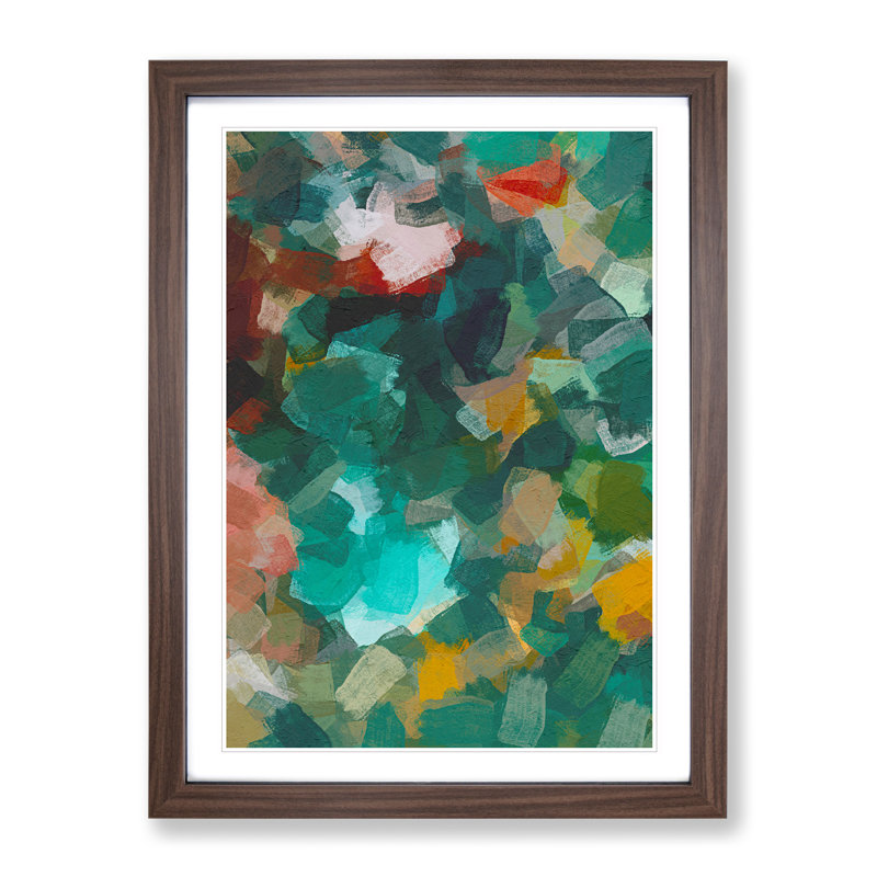 XV1022-4610X The South Abstract - Single Picture Frame Painting, 46cm H x 34cm W x 2cm D, Walnut