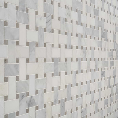 Twine 1x2 Honed Asian Statuary Marble Mosaic Tile