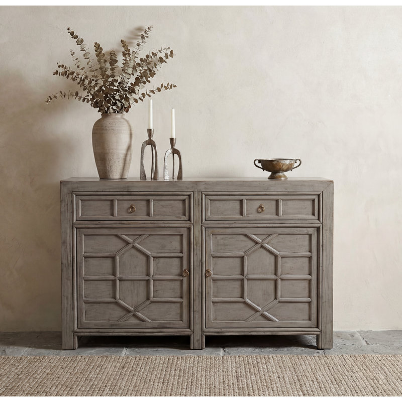 144cm Solid Wood Sideboard, Pewter Grey