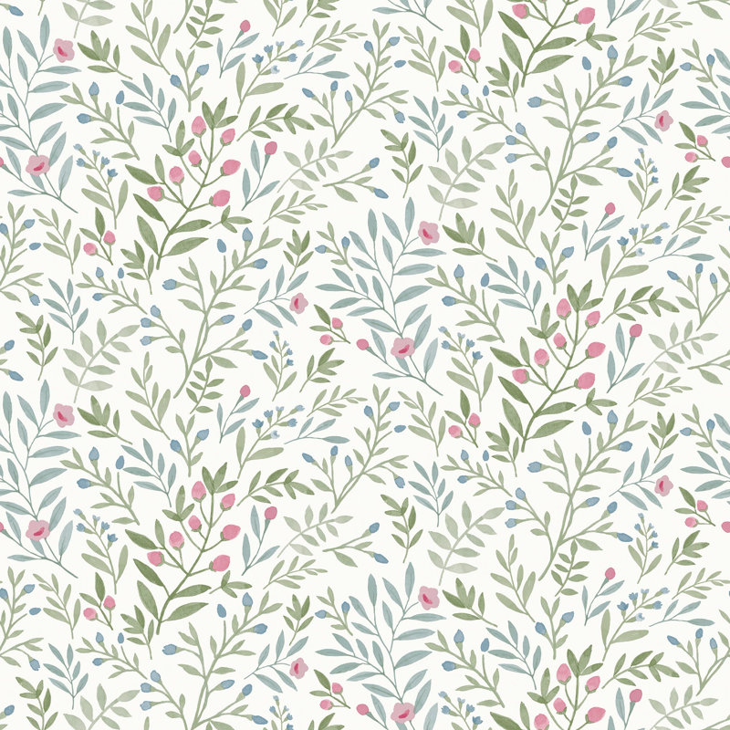 Inia Colection All-Over Leaf Branches Wallpaper Roll, Pink