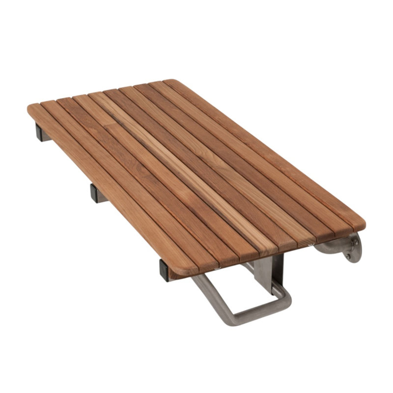 Banc de douche rectangulaire en teck brun 14 po x 26 po