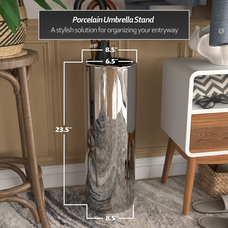 Vital Ceramic Freestanding Umbrella Stand, Silver