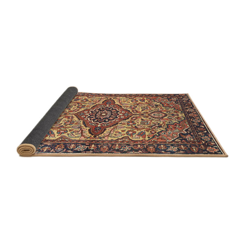 Tapis oriental brun / jaune / rouge, Rond 8 pi