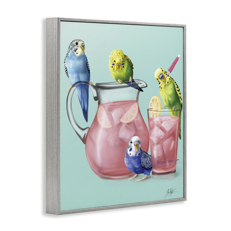 Budgies et limonade rose, estampe numérique par Mehu Art, Estampe numérique Farmhouse, H 30 po x l 24 po