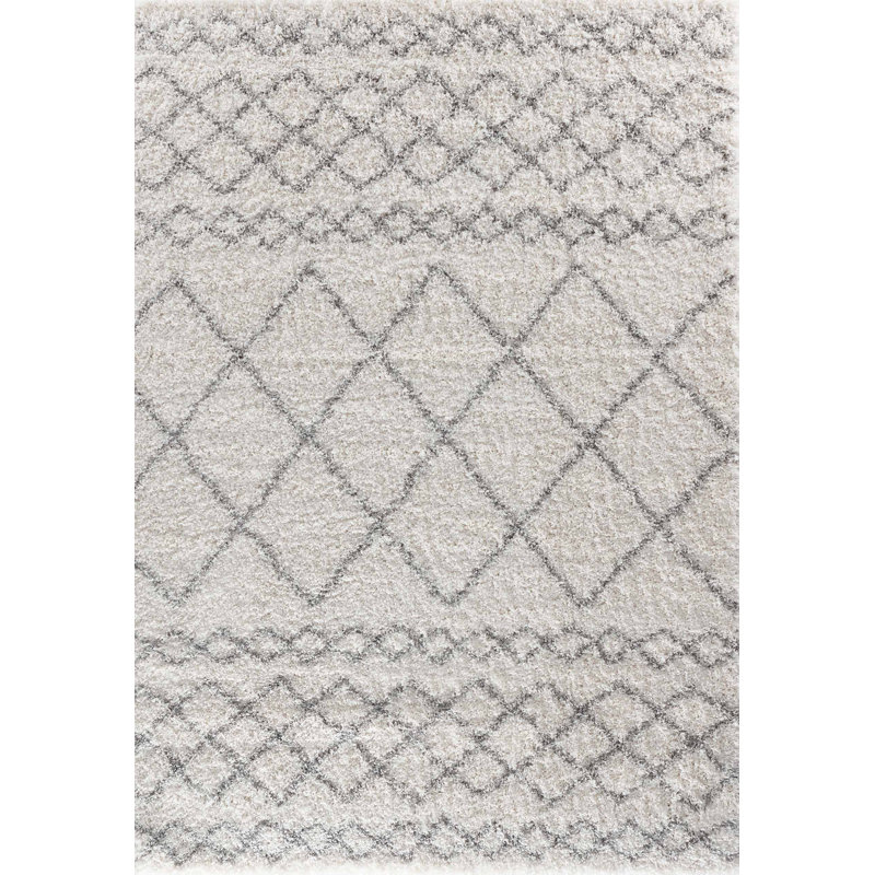 Teddy Geometric Shag Area Rug, Rectangle 120 x 170cm