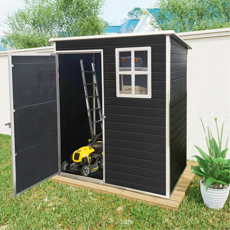 Remise de rangement extérieure en plastique 5 pi x 3 pi avec plancher, noir