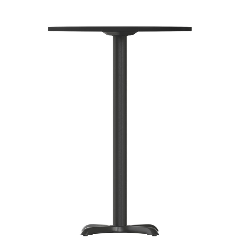 Black Round Laminate Bar Height Table with Cast Iron Base