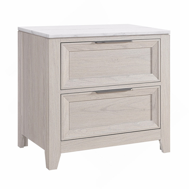 Table de chevet beige, H 26,3 po x l 27,1 po x P 17,09 po, Blanc / beige, Blanc
