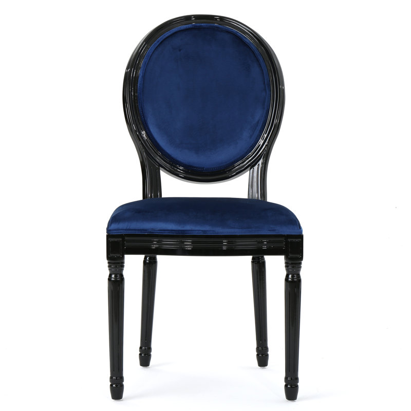 Jamar 19.25'' H Upholstered Side Chair, Navy Blue/Black