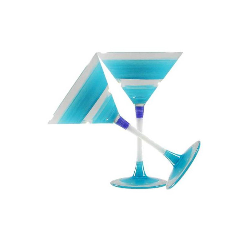 Cottage rétro à rayures 7 oz. Verre à martini, Turquoise