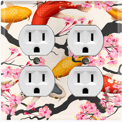 Colorful Koi Fish Sakura Tree Nature Themed 2 - Gang Wall Plate