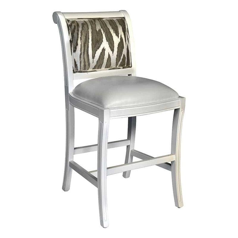 Tabouret de comptoir en bois massif Radleigh, Blanc, Blanc