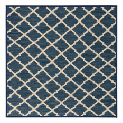 Tapis bleu en treillis lavable à la machine