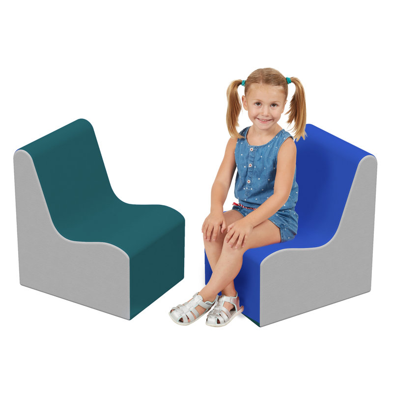 SoftScape Novelty 2 Piece Soft Seating, Blue/Green/Cream