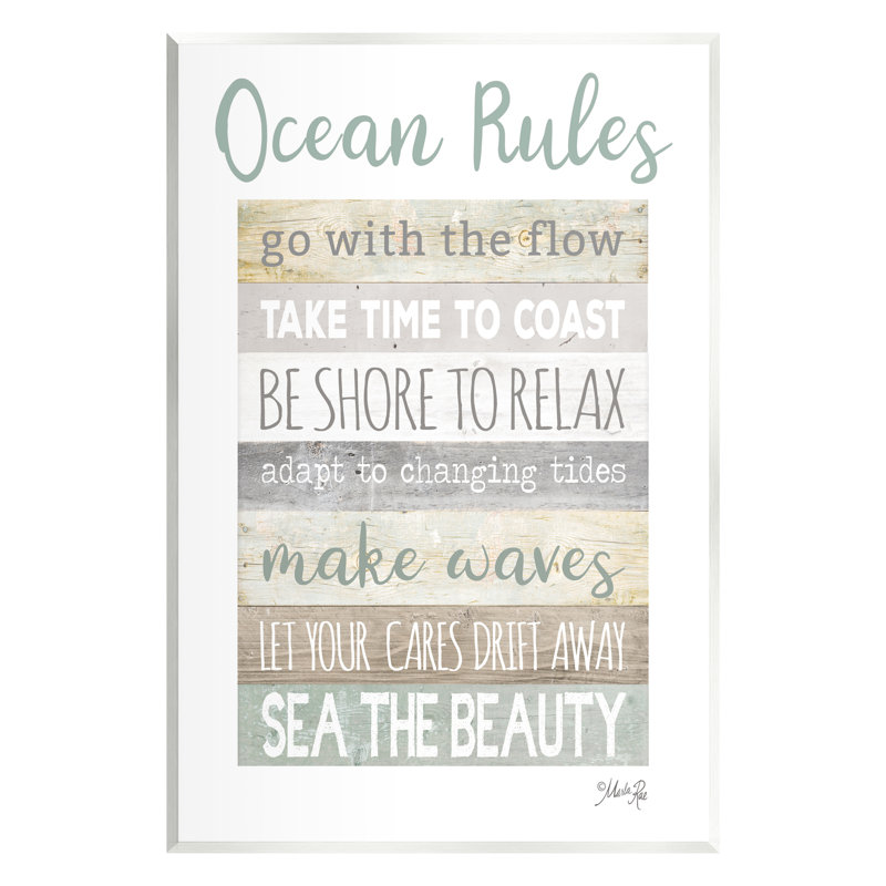 "Stupell Industries Ocean Rules", art mural sur toile par Marla Rae, H 15 po x l 10 po x P 0,5 po