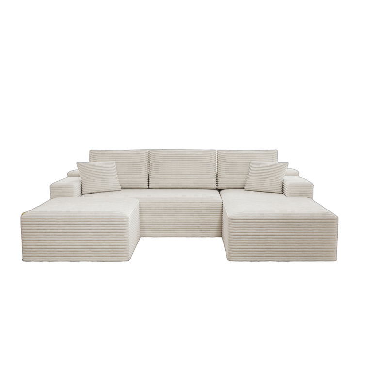 104.3*70.8"Modular Sectional Sofa Seat,Upholstered Compressed Couch For Living Room,Bedroom,Apartment,No Assembly Required,3 PC Free Combination,Plush Corduroy Fabric,WHITE
