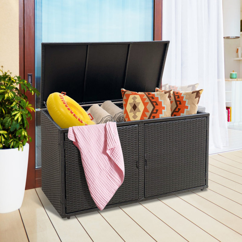 ONFRJFVR 45'' W 88 Gallons Water Resistant Plastic Deck Box, Black