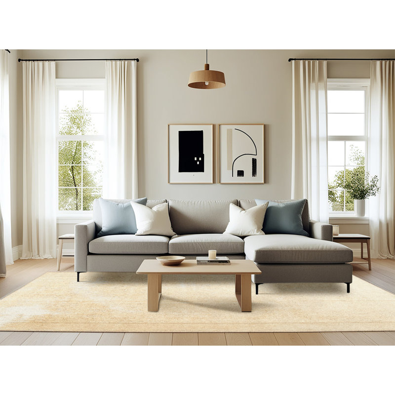 Beige oriental Tapis décoratif, Rectangle 6 pi x 9 pi