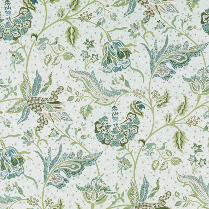 Duralee Gibbie Fabric, Aqua/Green