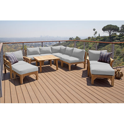 Monterey Teak 7 - Person Patio Conversation Sets with Cushions