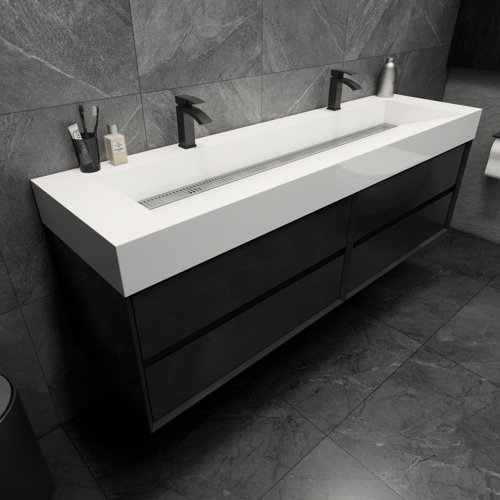 Wade Logan® Albizu 71 #39 #39 Double Bathroom Vanity with Plastic Top