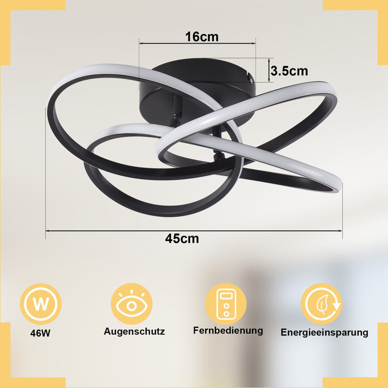 LED Semi Flush Mount, Black