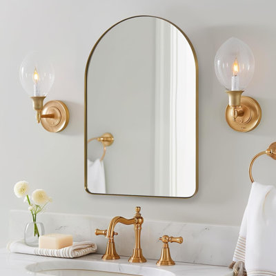 Hafsa Antique Arched Bathroom Vanity Mirror | Stainless Steel Frame