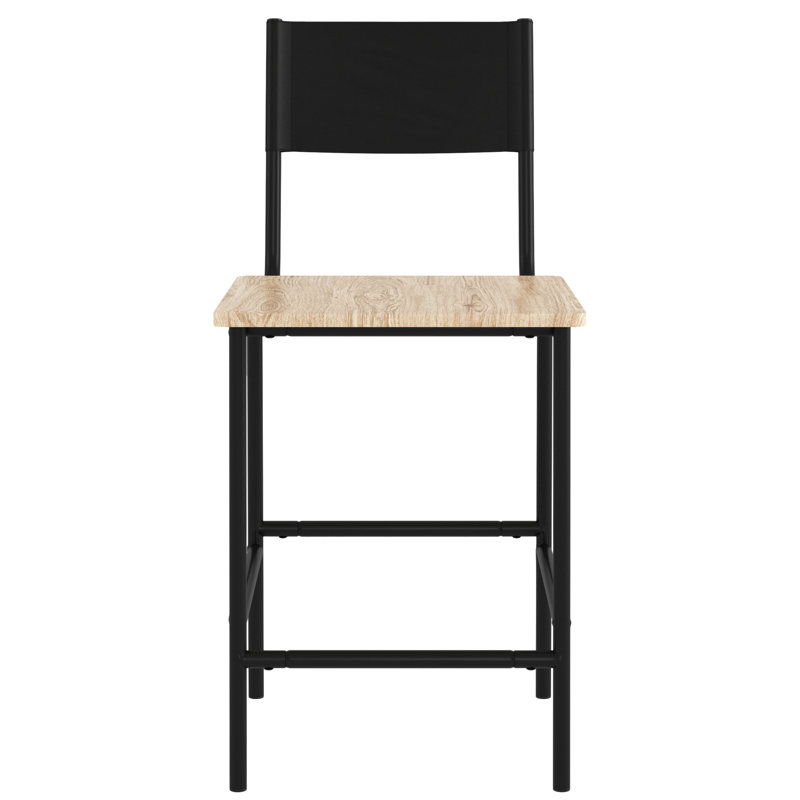 Tabouret à hauteur de comptoir noir avec attrait moderne, assise confortable, siège rustique, convenant à la famille dans une salle à manger