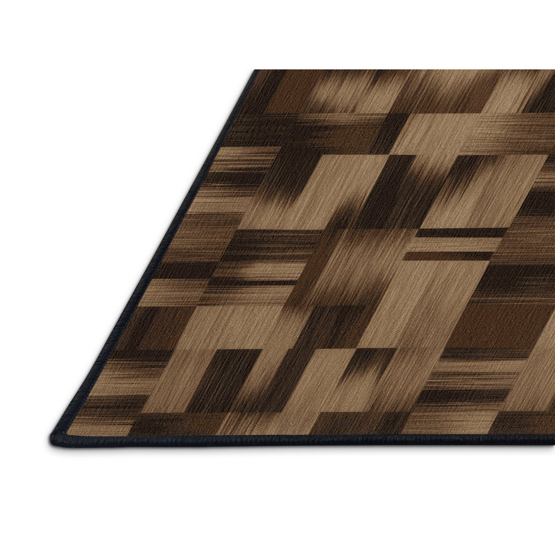 Tapis damier noir lavable à la machine, Rectangle de 5 pi x 8 pi