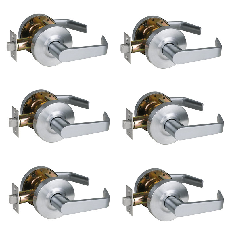 Poignée de porte robuste de passage 2, protection antibactérienne à finition chrome satiné, poignée de porte commerciale non verrouillable, homologation UL 3 heures et conforme aux normes ADA, levier ergonomique pour porte de vestibule et de garde-ro