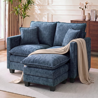 Canapé 52 po avec coussins et repose-pieds en chenille 52 po