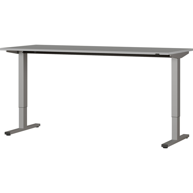 Adjustable Metal Base Standing Desk, Light Grey/Silver