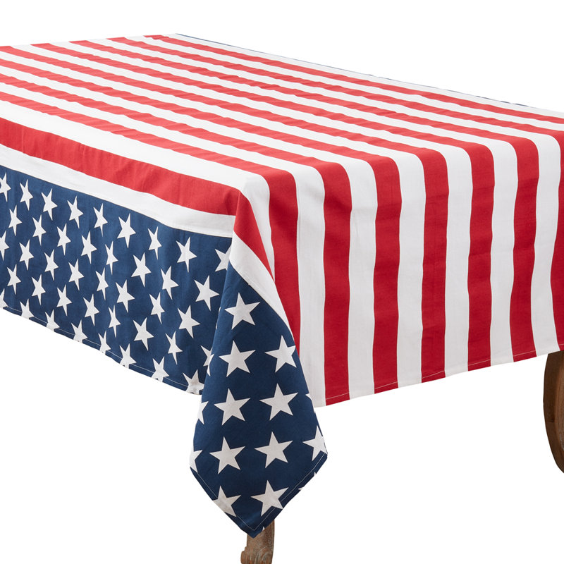 Nappe en coton à rayures multicolores avec motif de drapeau américain,  L 104 po x l 65 po