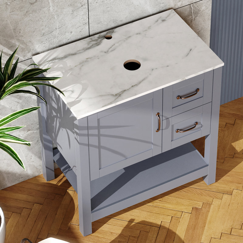 Base de meuble-lavabo 30 po sans lavabo, base d'armoire avec miroir et plateau seulement