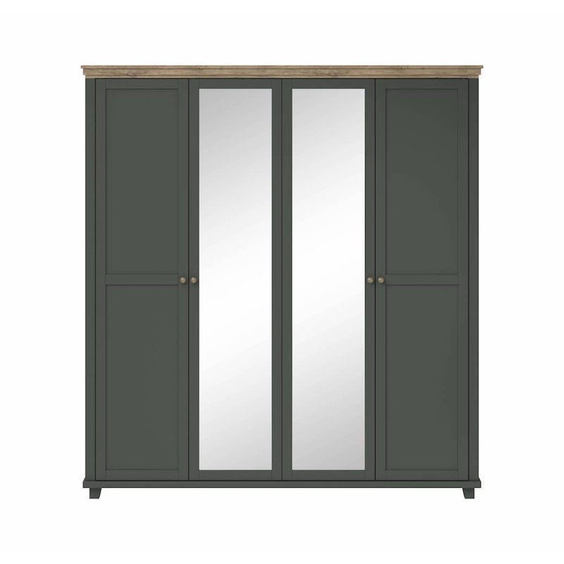 Nielsine 4 Door Manufactured Wood Wardrobe, Green/Oak
