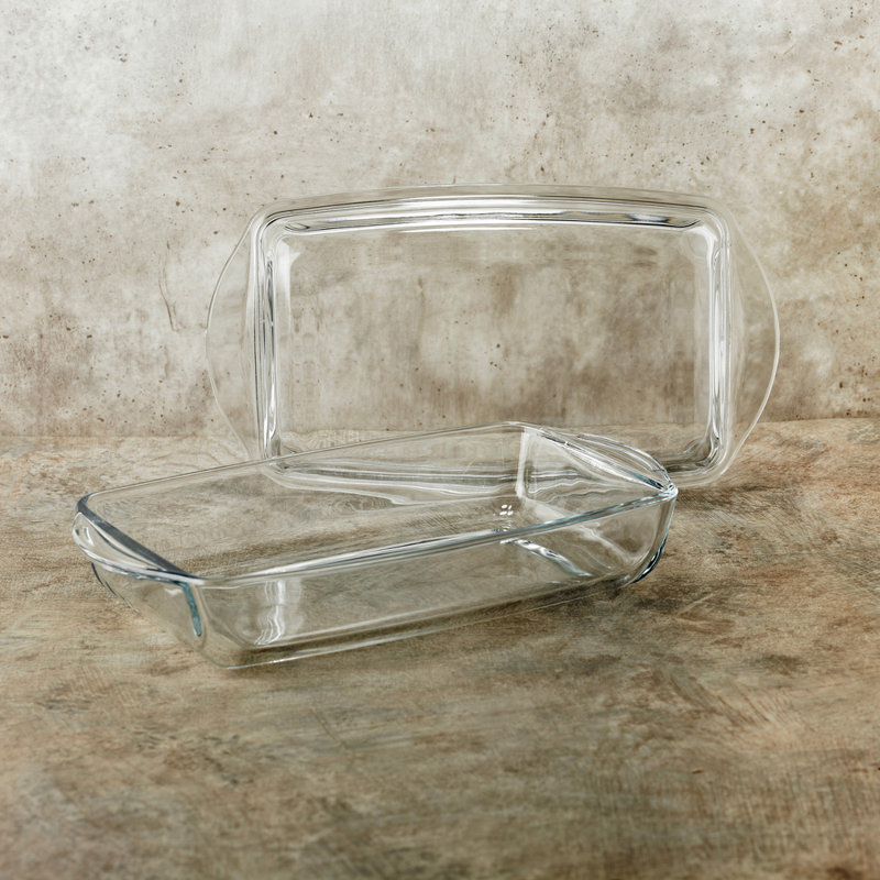 Queensway Home & Dining Borcam1.3L Glass Rectangular Casserole Dish with Lid Oven Microwave Safe Baker