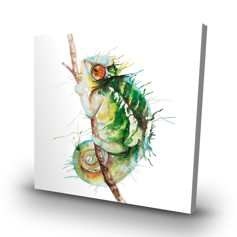 Watercolor chameleon - 32"x32" art on canvas